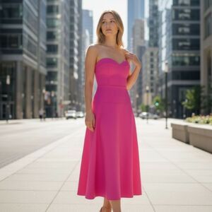 Zara Bustier Midi Dress Strapless A-Line, Dress Size Small with Pockets NWT